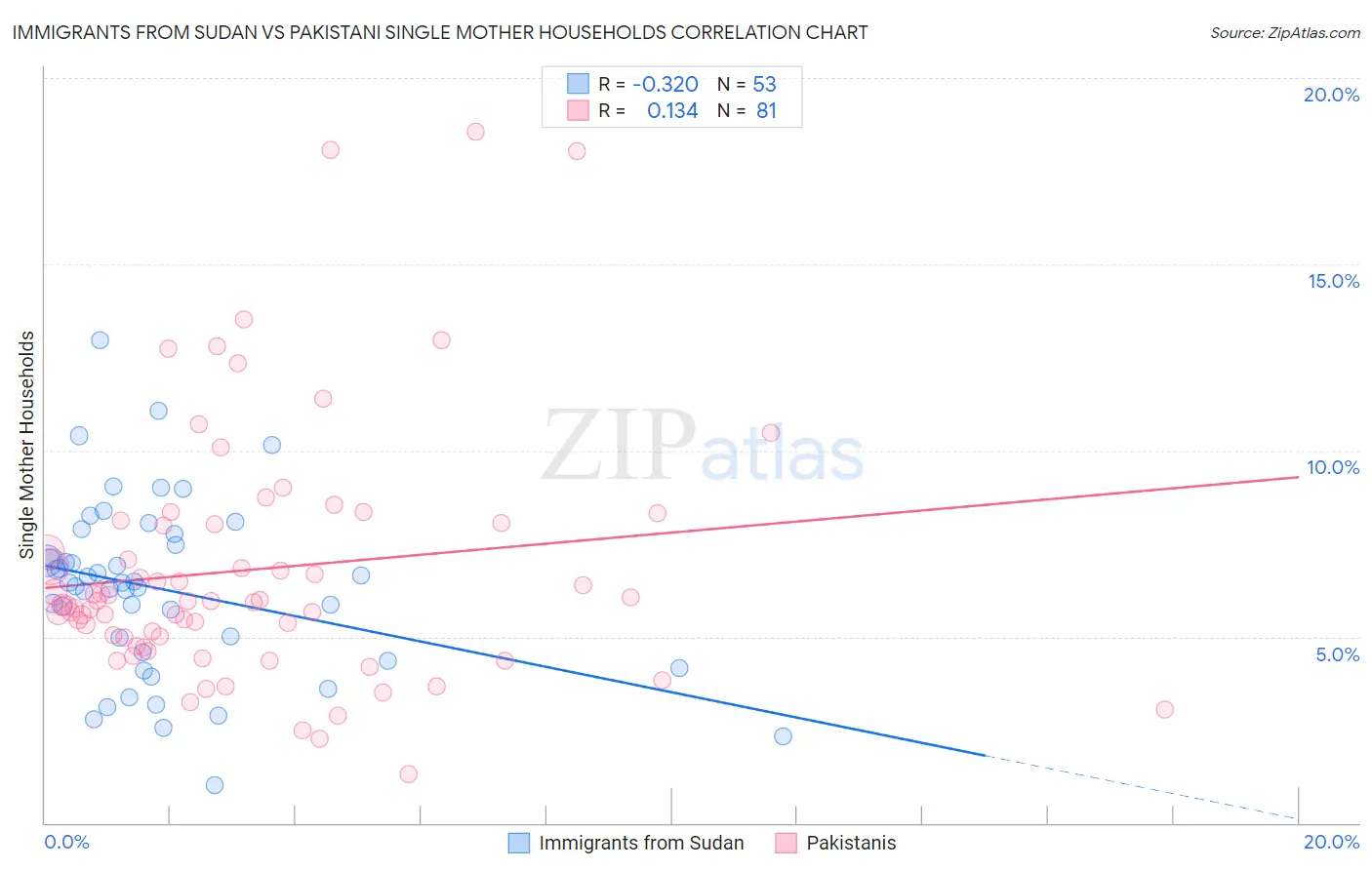 Immigrants from Sudan vs Pakistani Single Mother Households