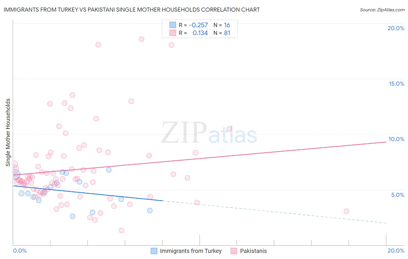 Immigrants from Turkey vs Pakistani Single Mother Households