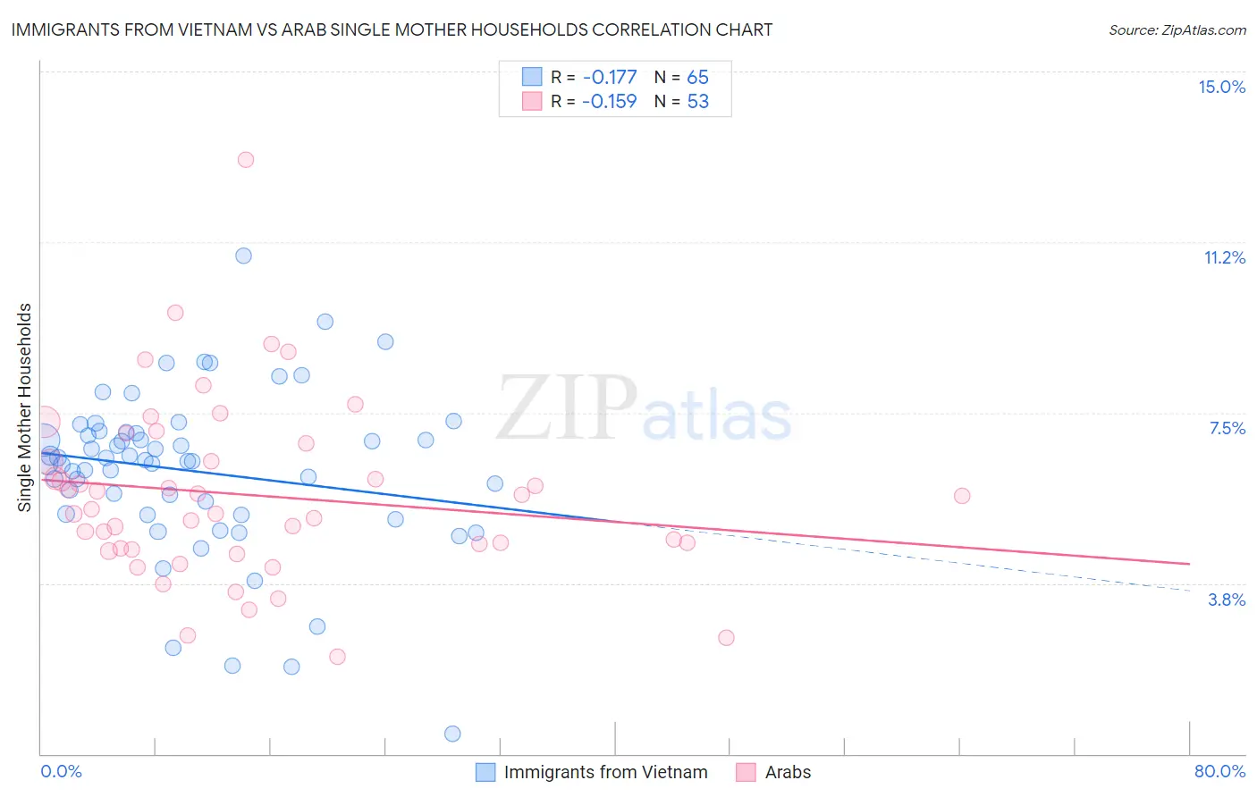 Immigrants from Vietnam vs Arab Single Mother Households