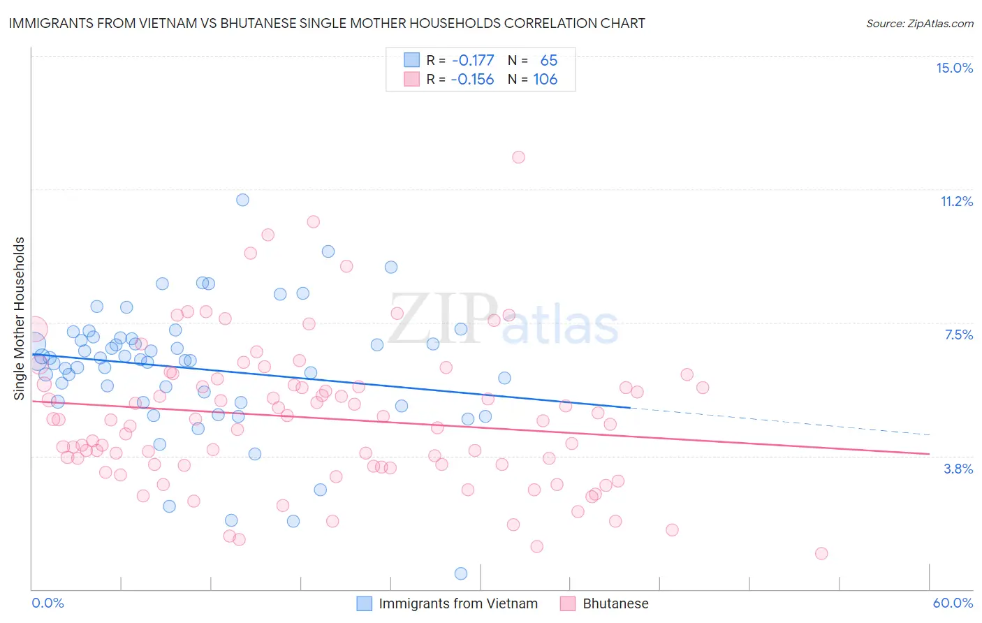 Immigrants from Vietnam vs Bhutanese Single Mother Households