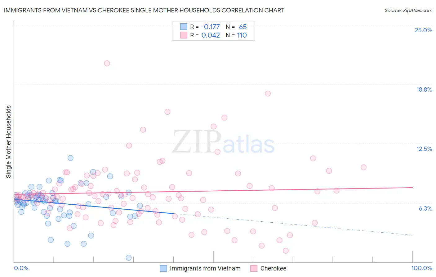 Immigrants from Vietnam vs Cherokee Single Mother Households