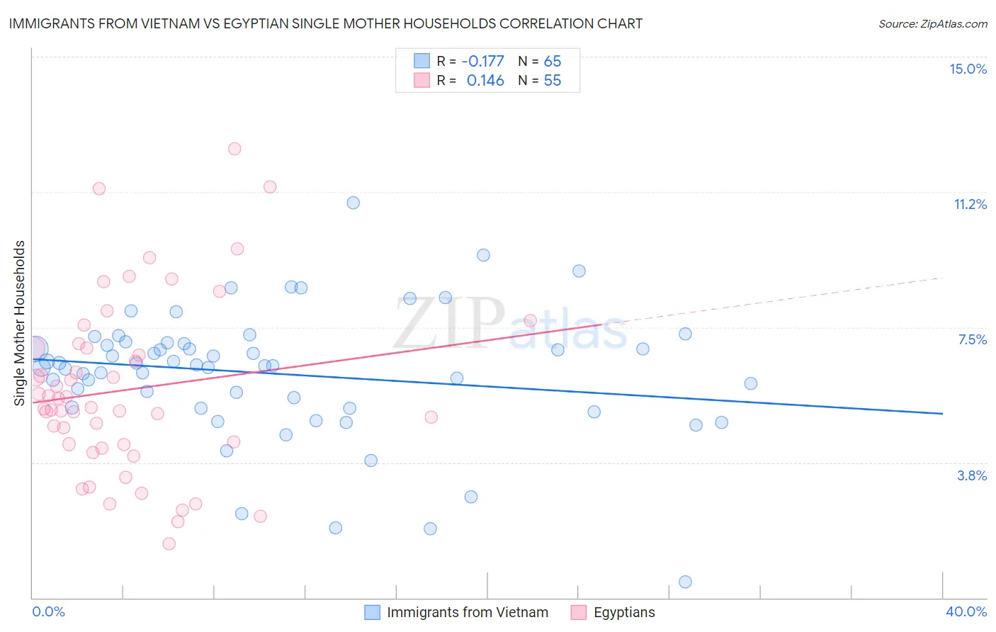 Immigrants from Vietnam vs Egyptian Single Mother Households