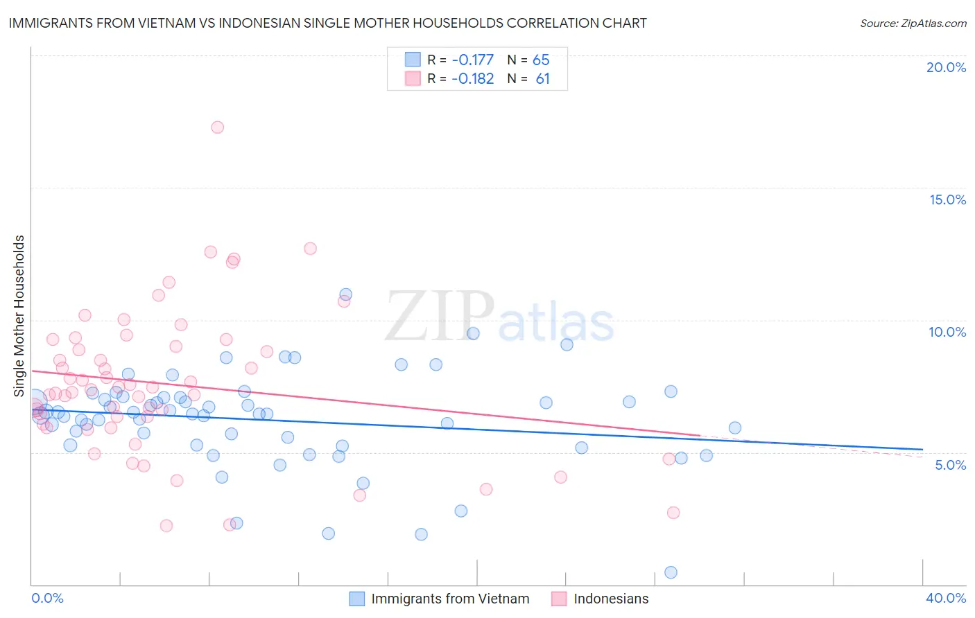 Immigrants from Vietnam vs Indonesian Single Mother Households