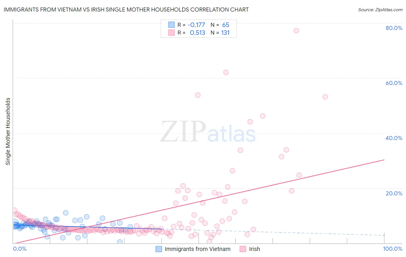 Immigrants from Vietnam vs Irish Single Mother Households