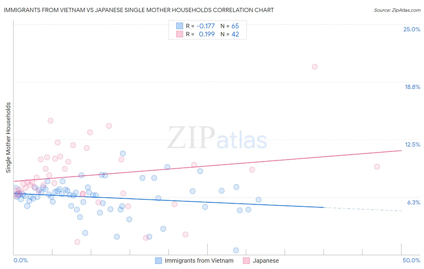 Immigrants from Vietnam vs Japanese Single Mother Households