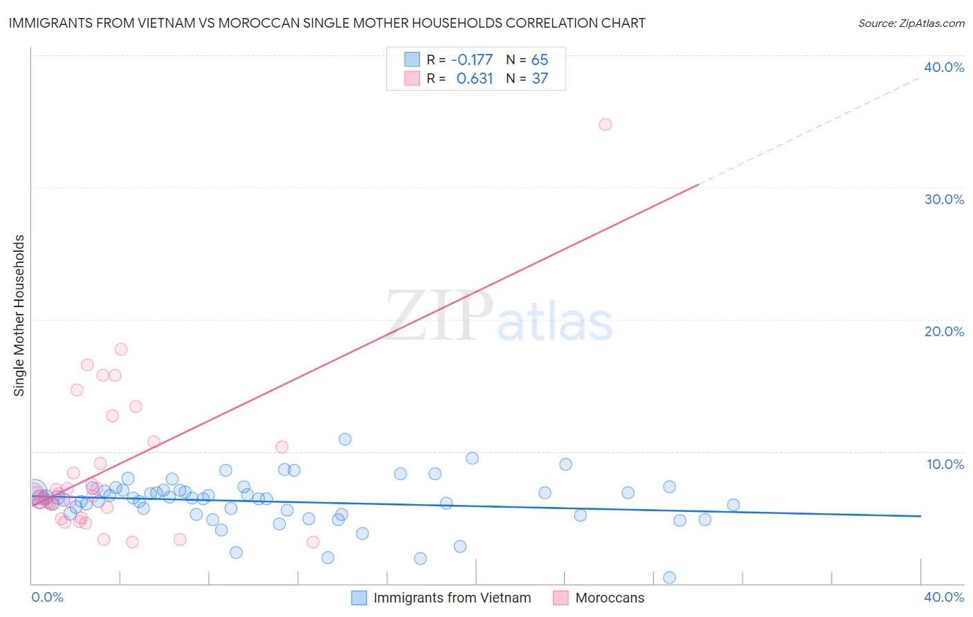 Immigrants from Vietnam vs Moroccan Single Mother Households