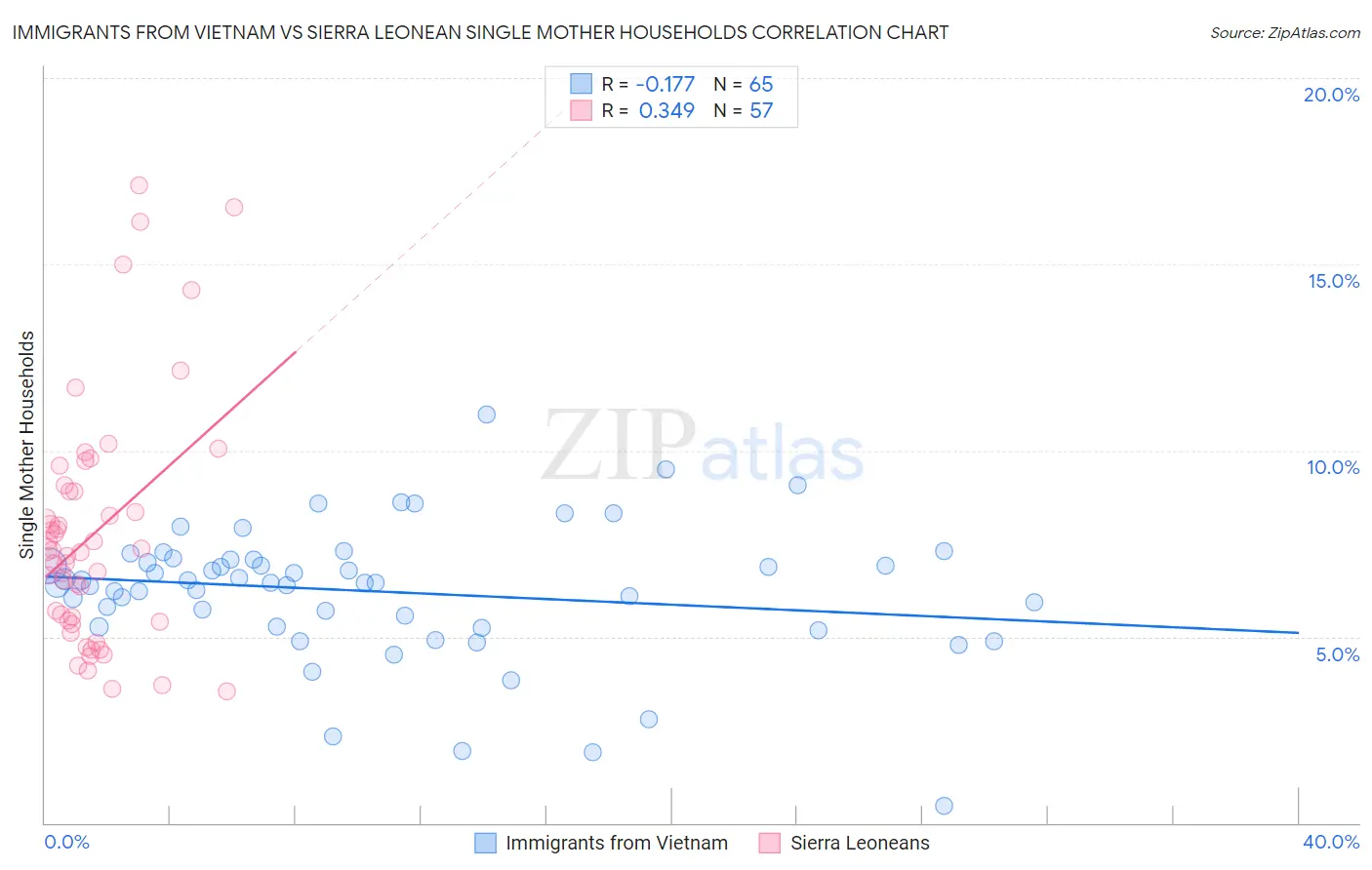 Immigrants from Vietnam vs Sierra Leonean Single Mother Households