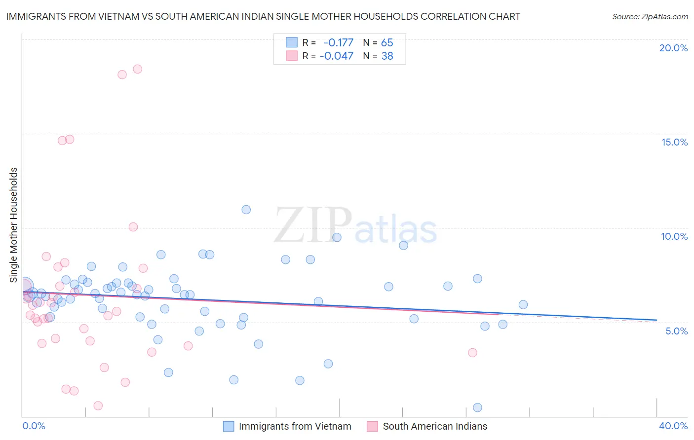 Immigrants from Vietnam vs South American Indian Single Mother Households