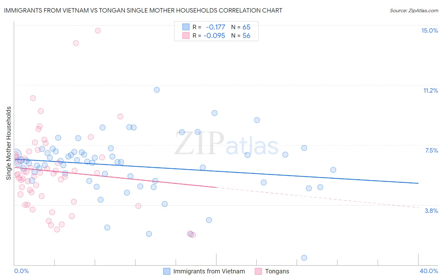 Immigrants from Vietnam vs Tongan Single Mother Households