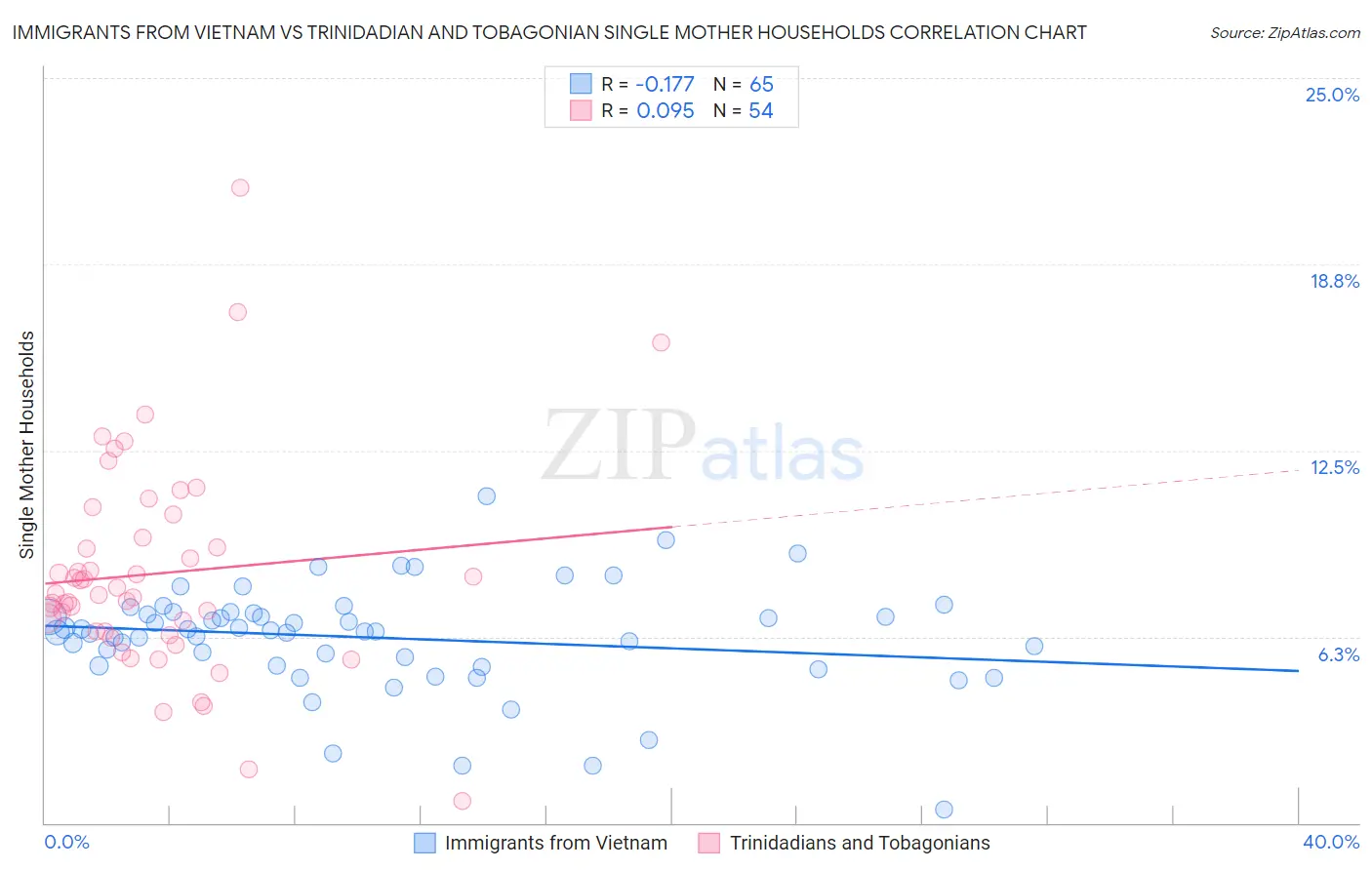 Immigrants from Vietnam vs Trinidadian and Tobagonian Single Mother Households