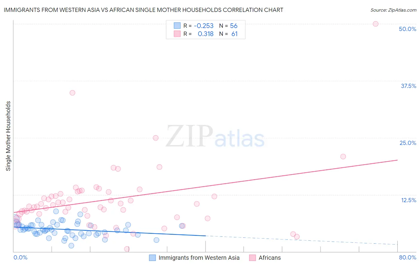 Immigrants from Western Asia vs African Single Mother Households