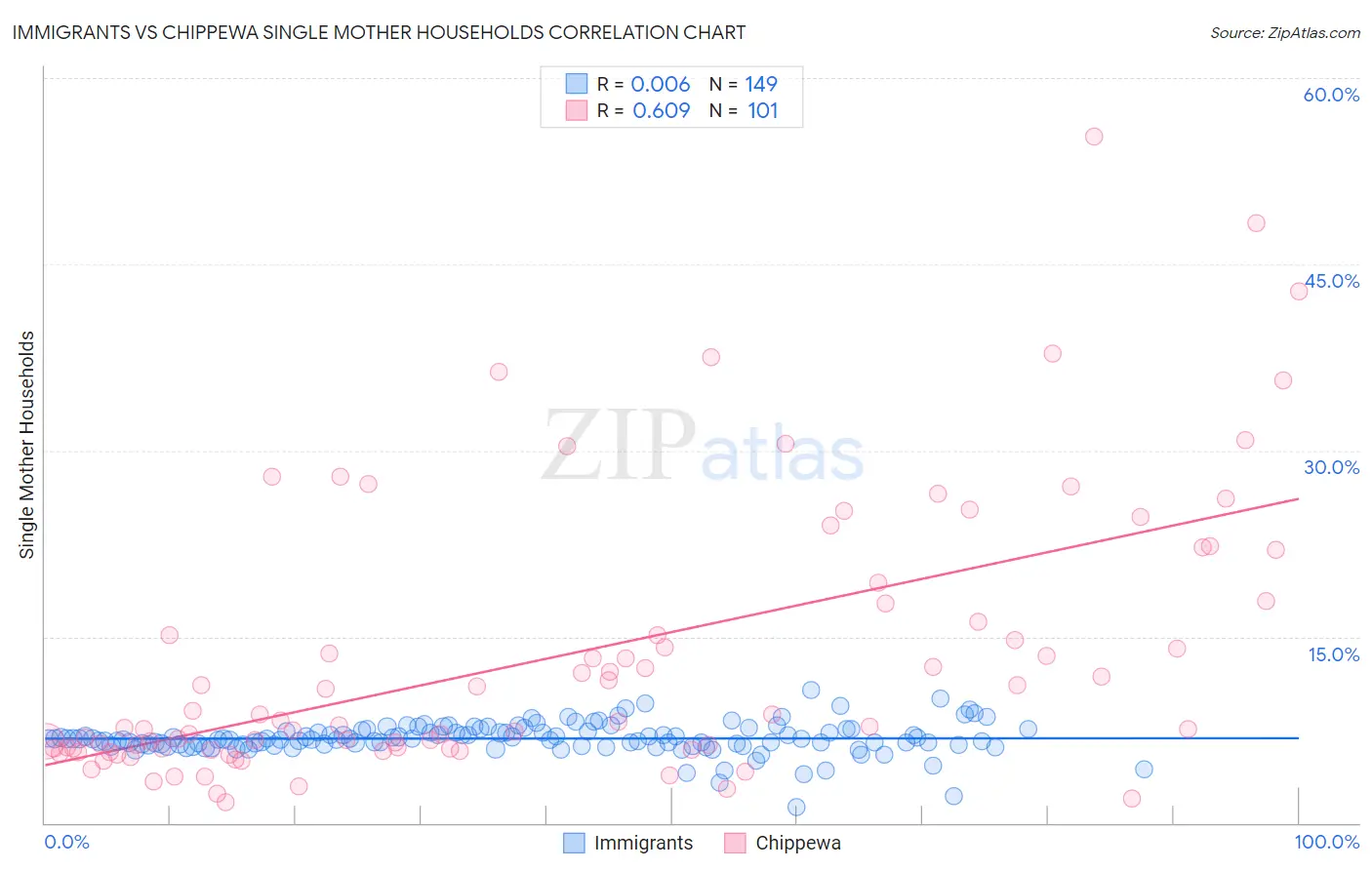 Immigrants vs Chippewa Single Mother Households