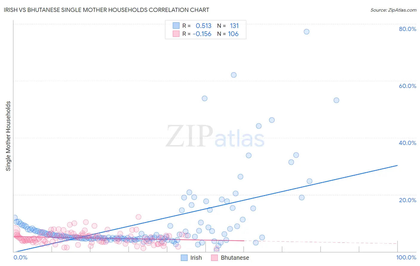 Irish vs Bhutanese Single Mother Households