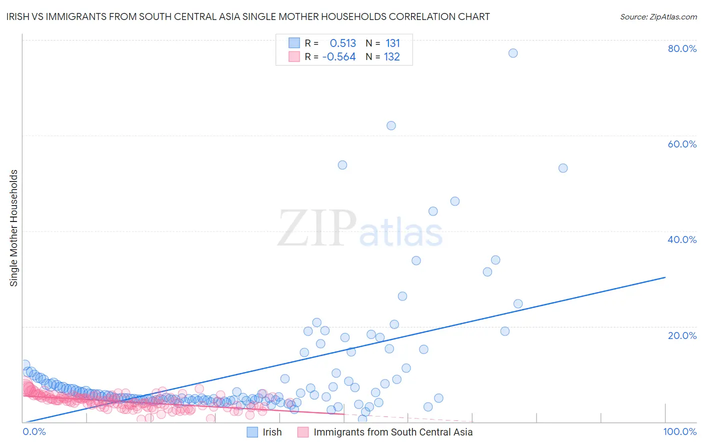 Irish vs Immigrants from South Central Asia Single Mother Households