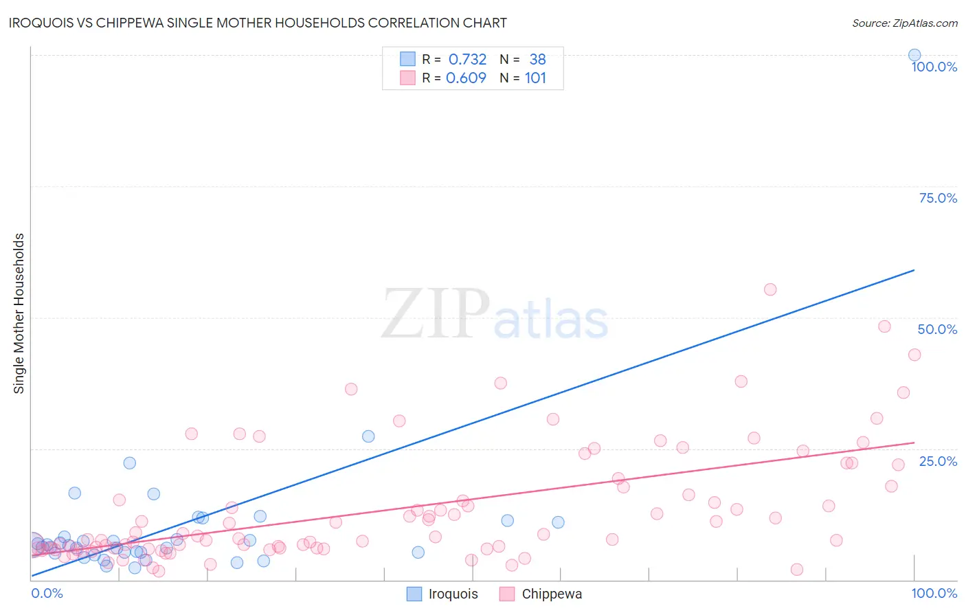Iroquois vs Chippewa Single Mother Households