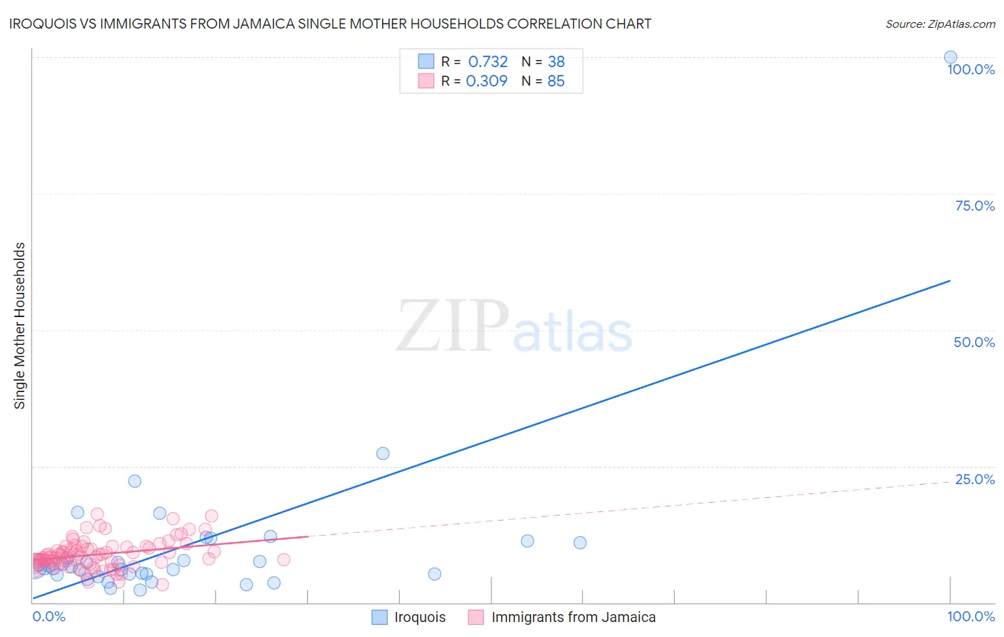 Iroquois vs Immigrants from Jamaica Single Mother Households