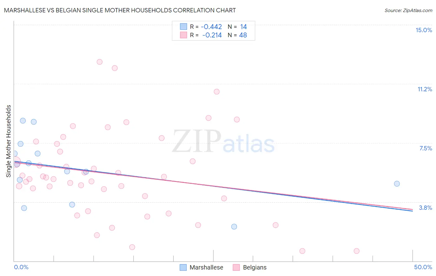 Marshallese vs Belgian Single Mother Households