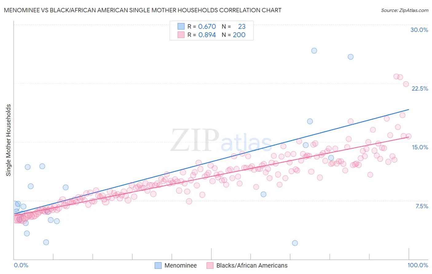 Menominee vs Black/African American Single Mother Households