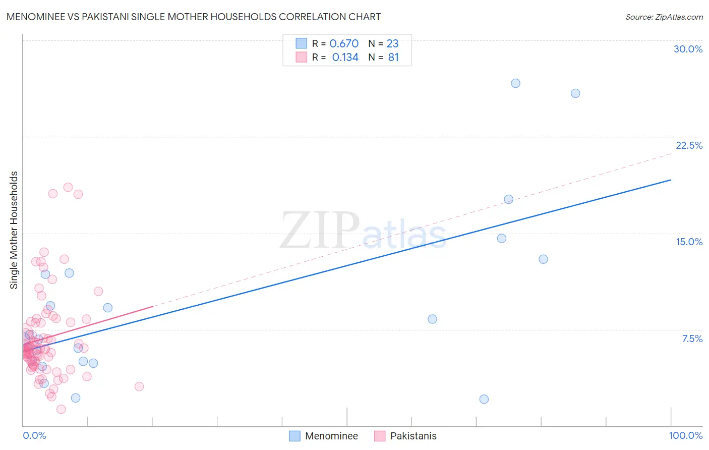 Menominee vs Pakistani Single Mother Households