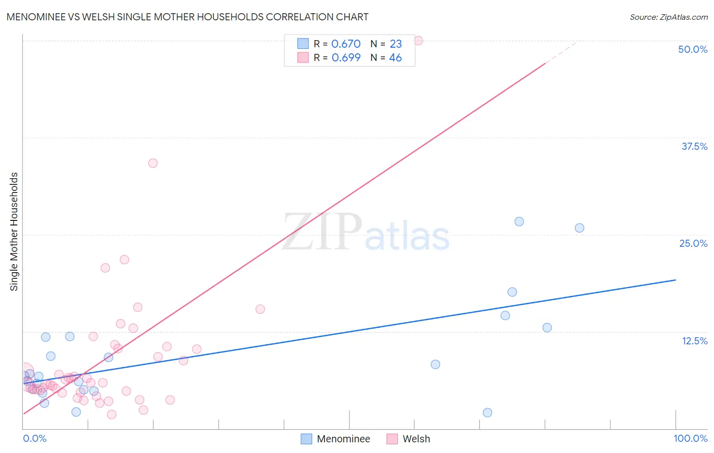 Menominee vs Welsh Single Mother Households