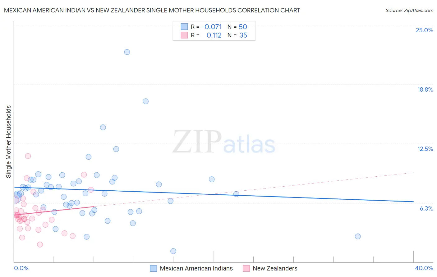 Mexican American Indian vs New Zealander Single Mother Households