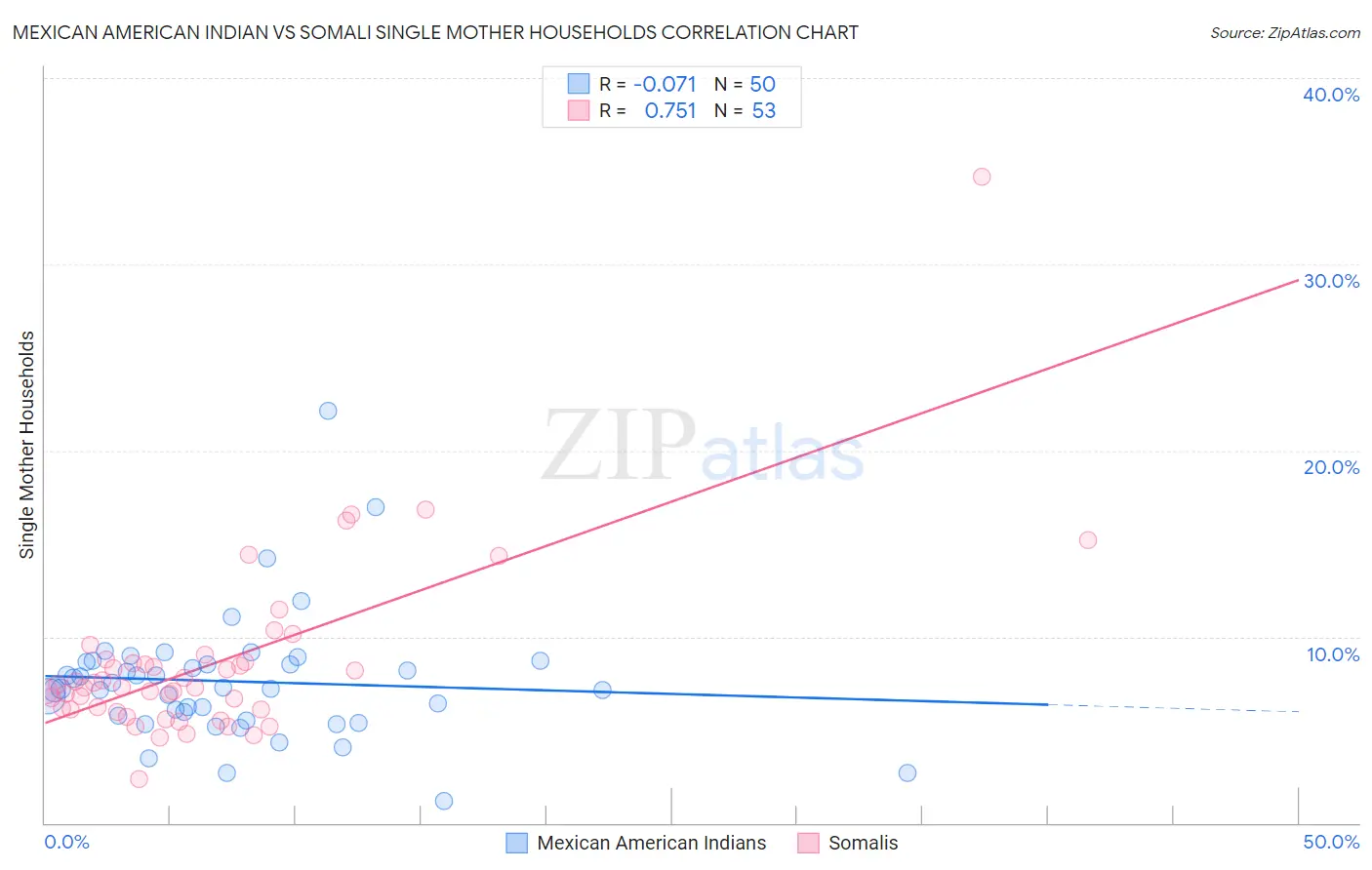 Mexican American Indian vs Somali Single Mother Households