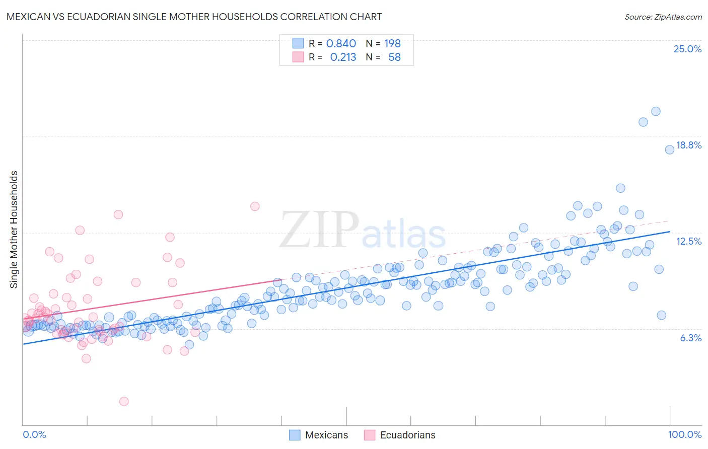 Mexican vs Ecuadorian Single Mother Households