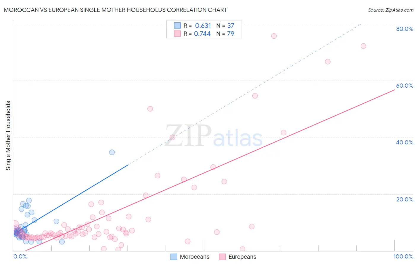 Moroccan vs European Single Mother Households
