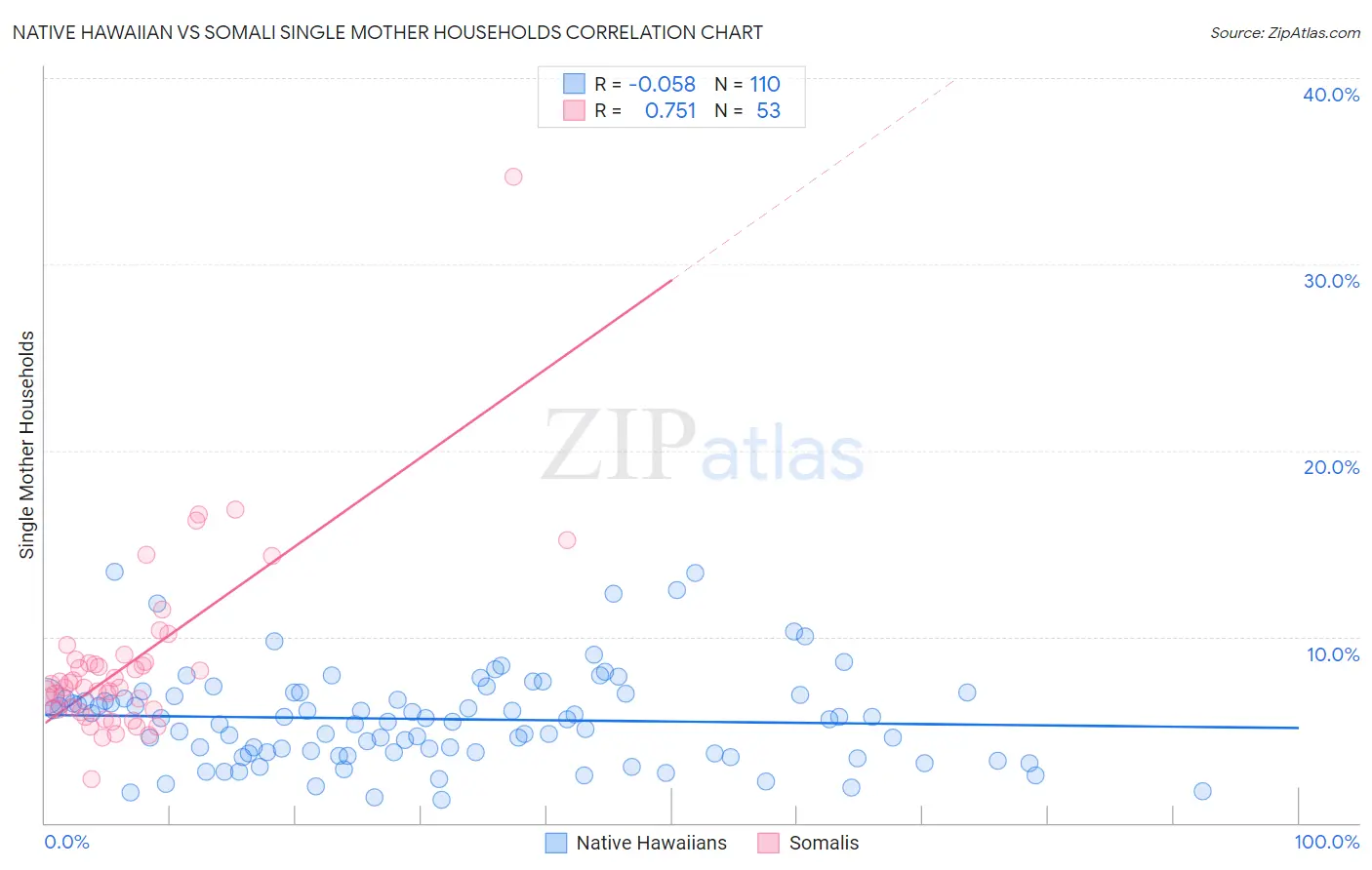 Native Hawaiian vs Somali Single Mother Households