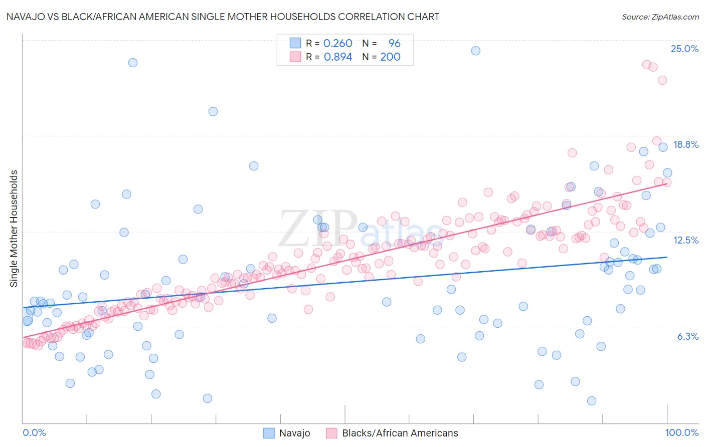 Navajo vs Black/African American Single Mother Households