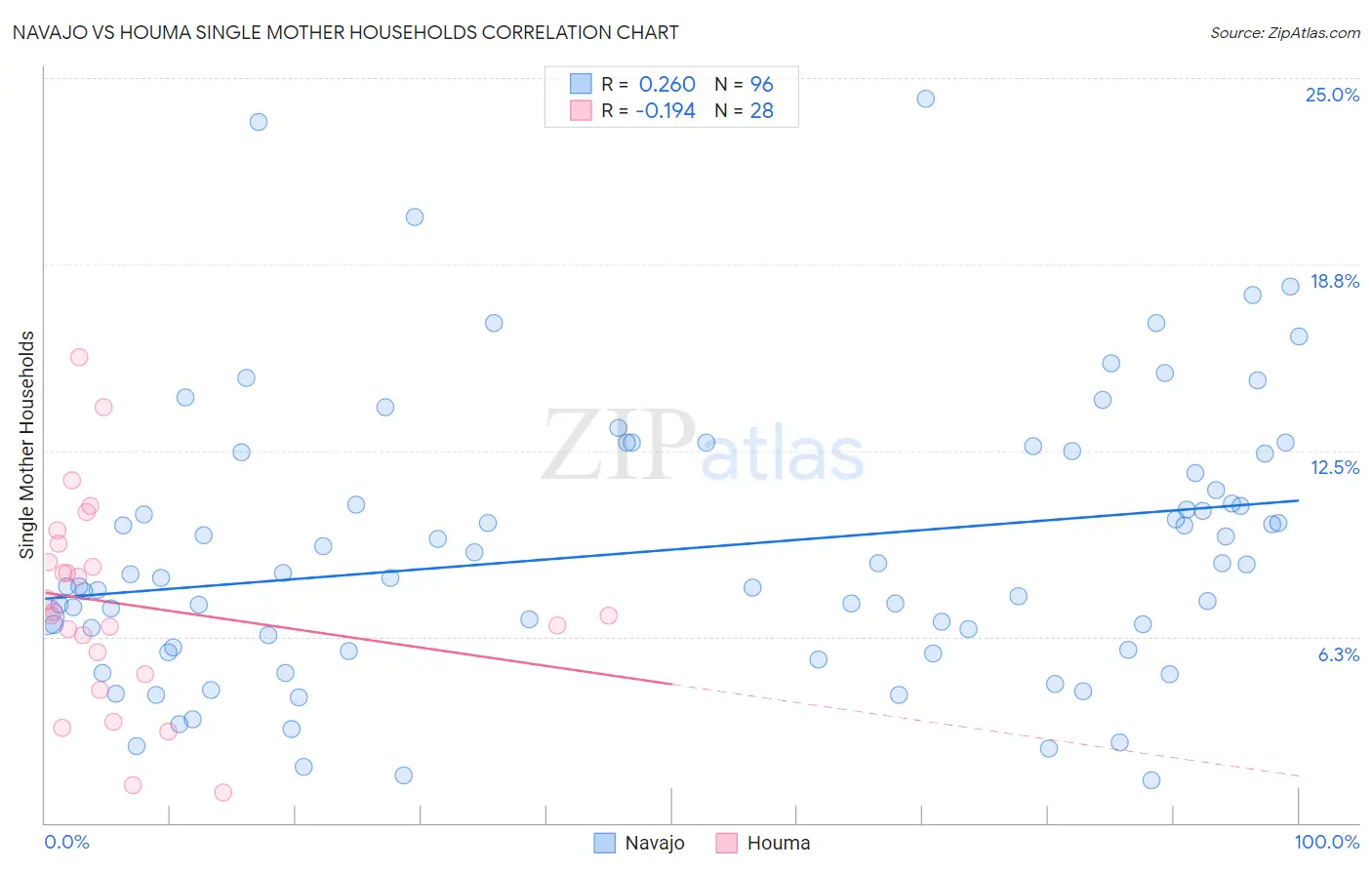 Navajo vs Houma Single Mother Households
