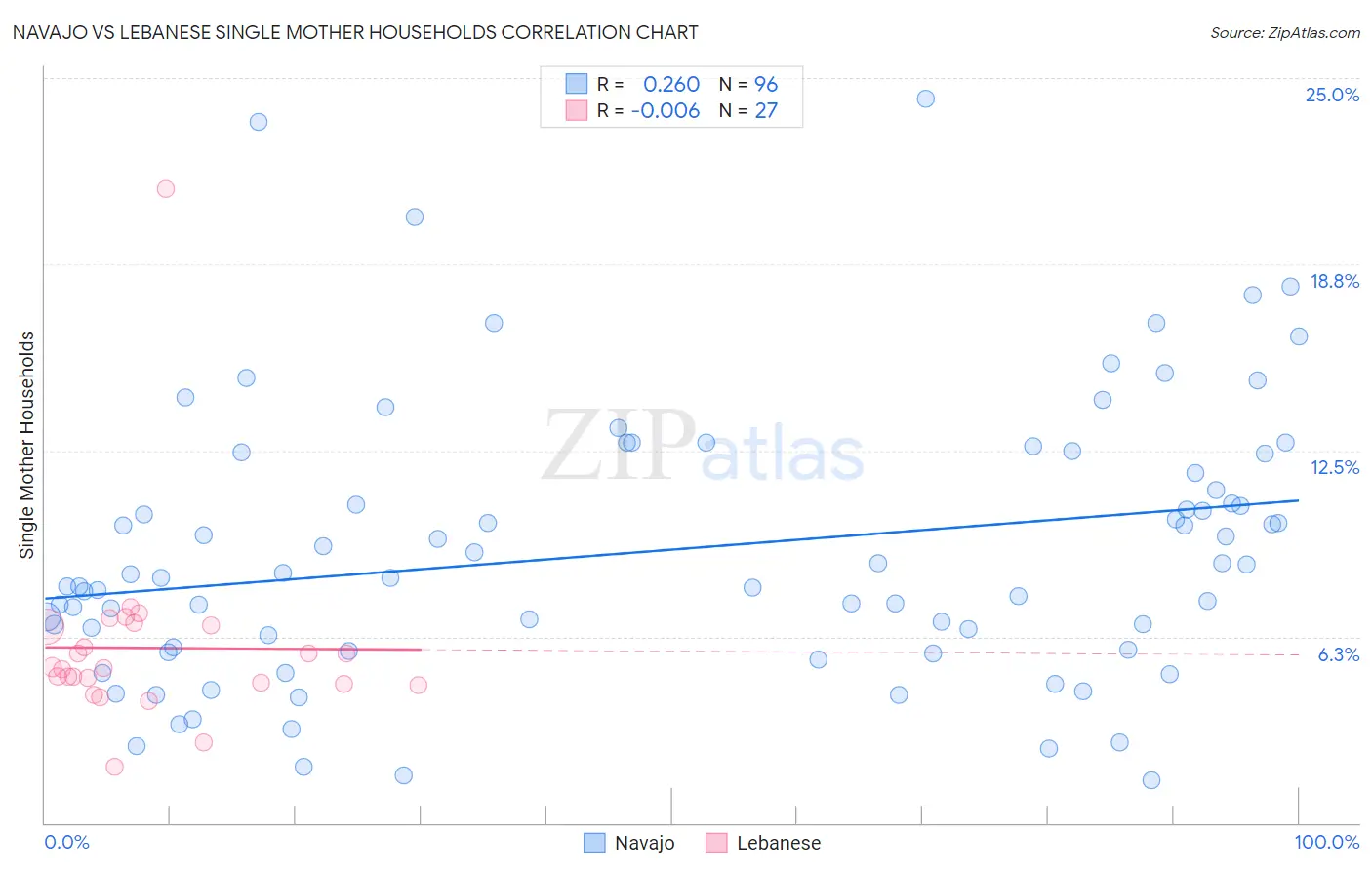 Navajo vs Lebanese Single Mother Households