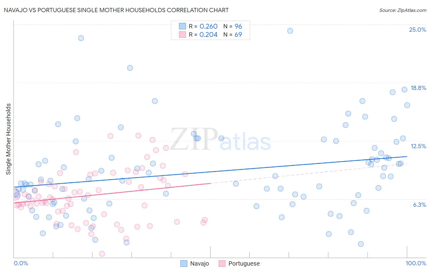 Navajo vs Portuguese Single Mother Households