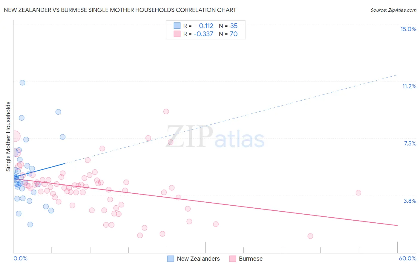 New Zealander vs Burmese Single Mother Households