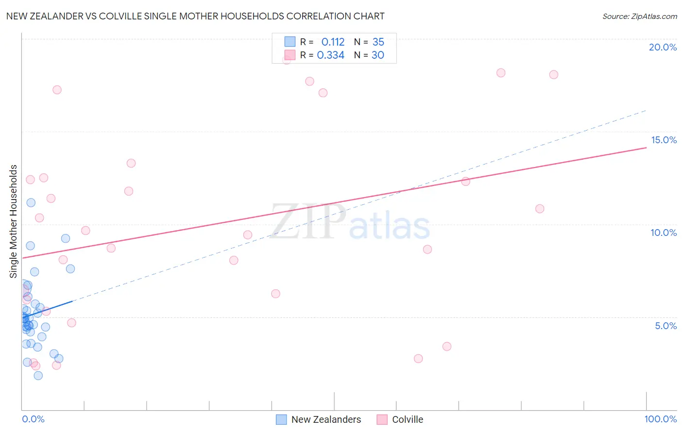 New Zealander vs Colville Single Mother Households