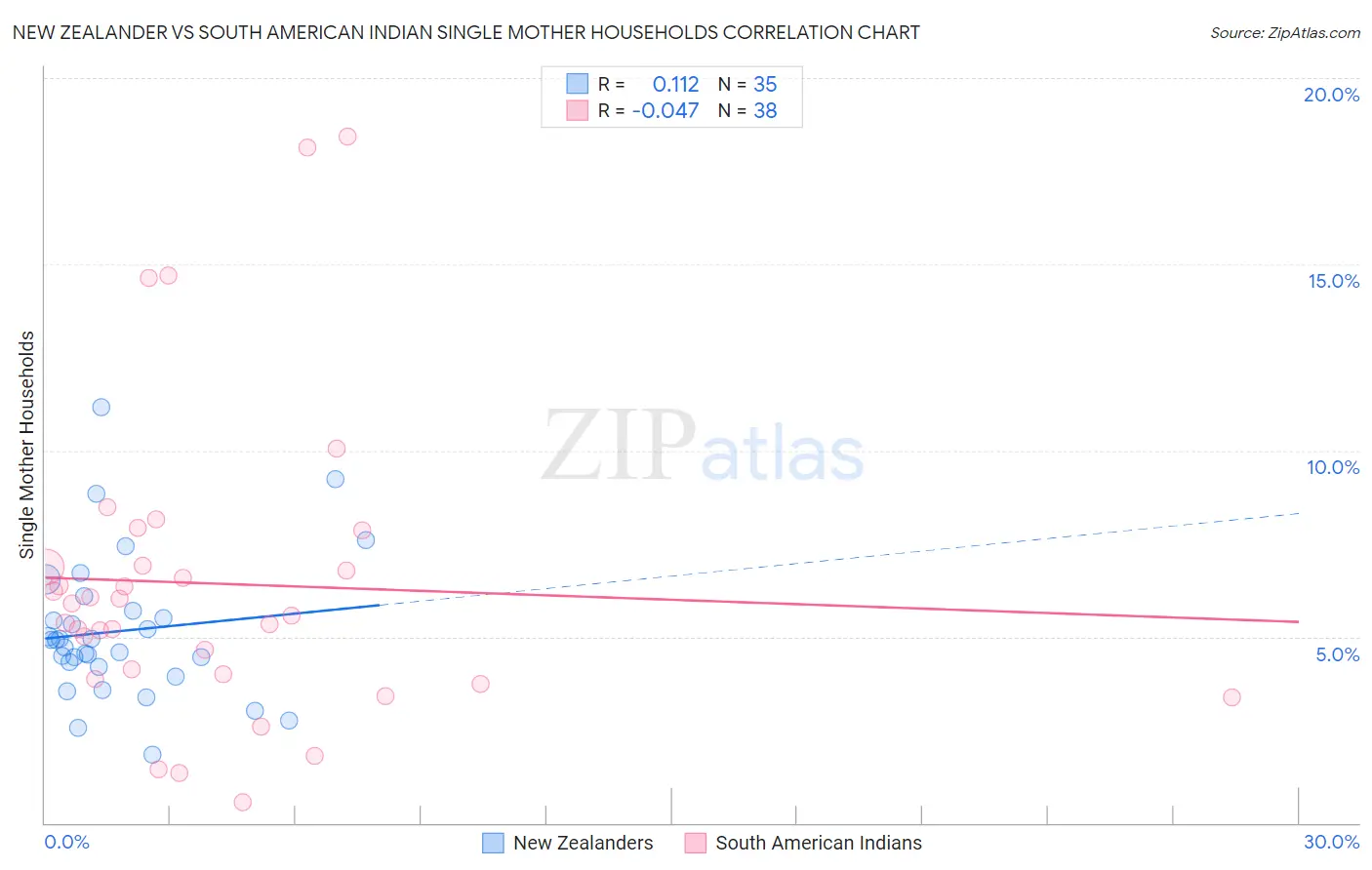 New Zealander vs South American Indian Single Mother Households
