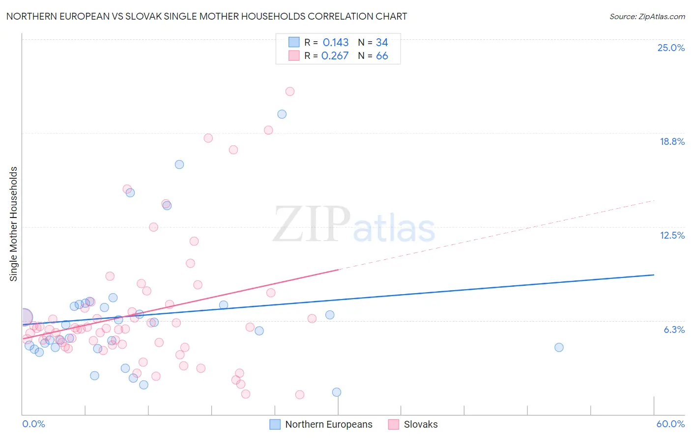 Northern European vs Slovak Single Mother Households