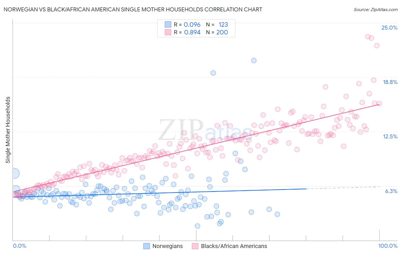 Norwegian vs Black/African American Single Mother Households