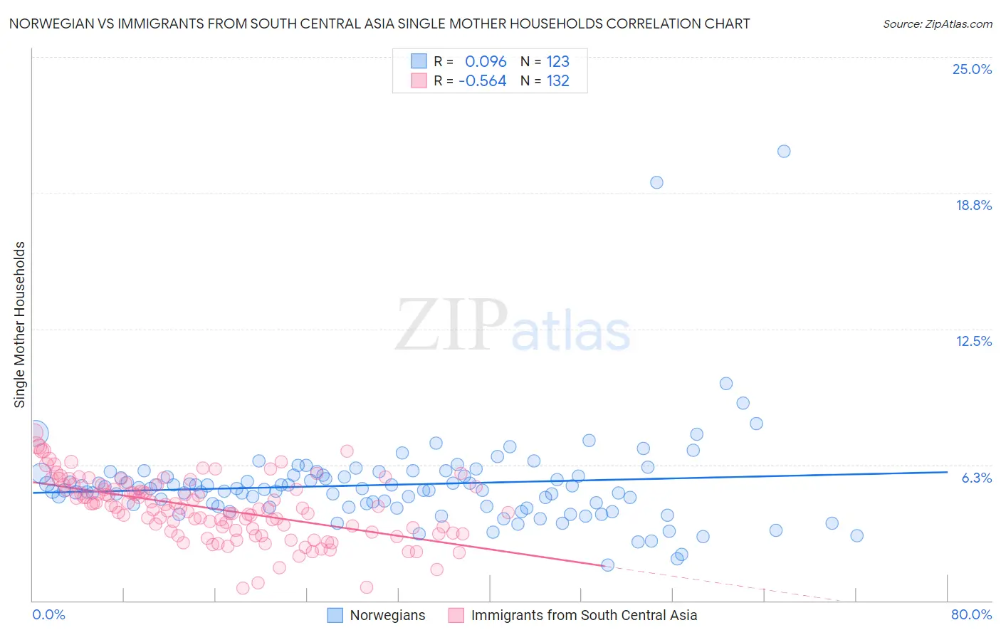 Norwegian vs Immigrants from South Central Asia Single Mother Households
