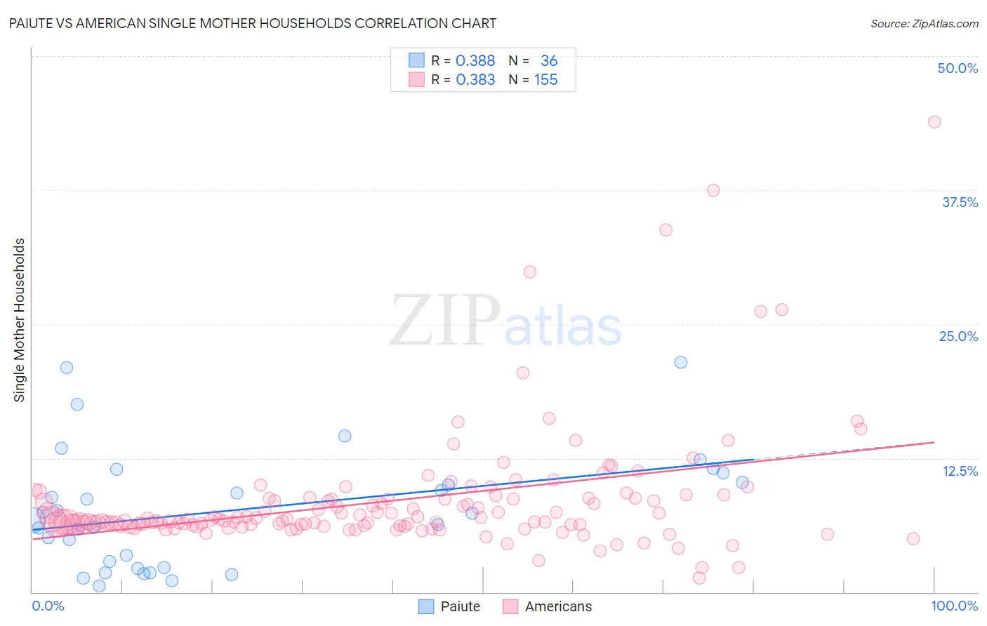 Paiute vs American Single Mother Households