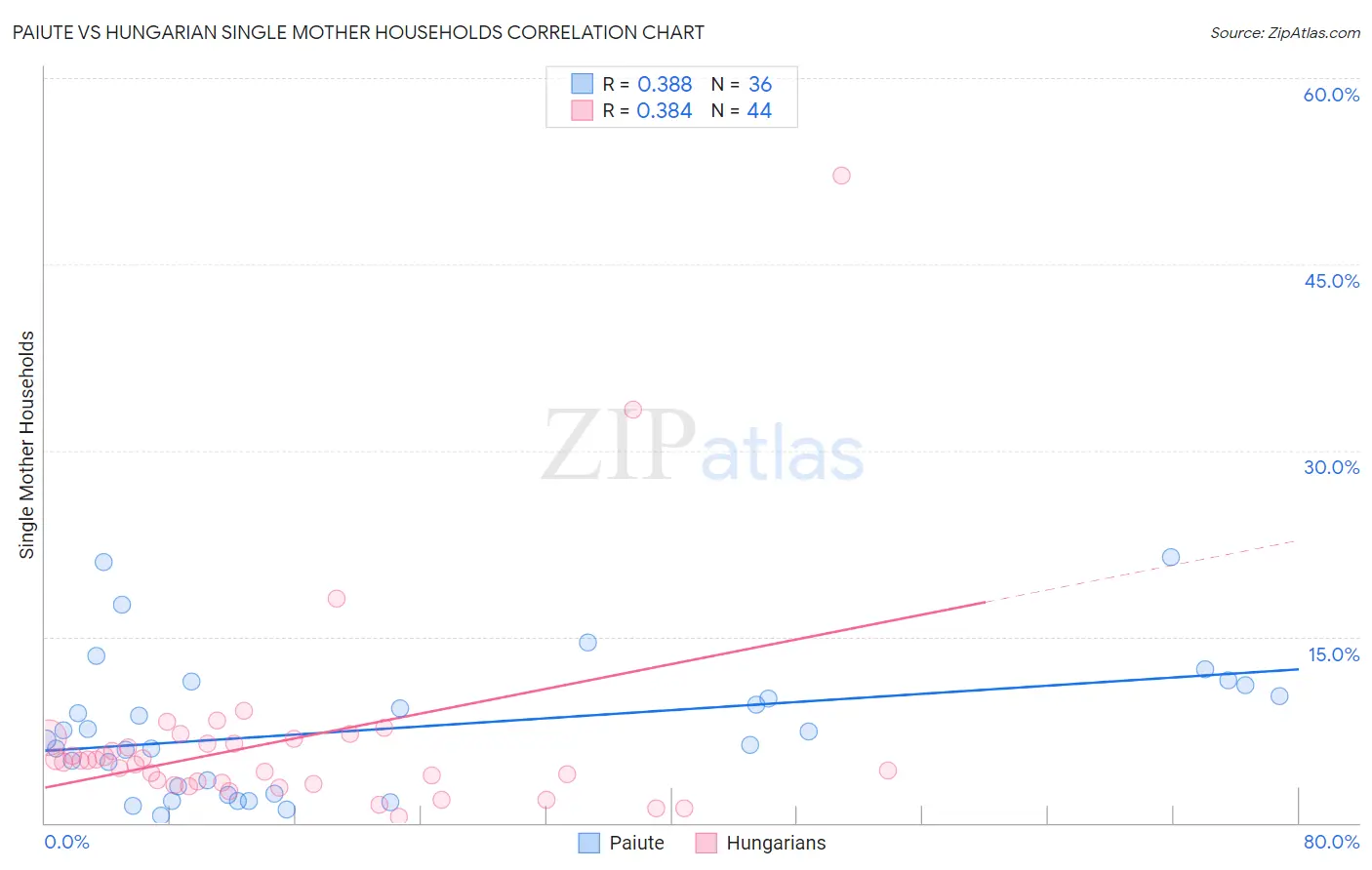 Paiute vs Hungarian Single Mother Households