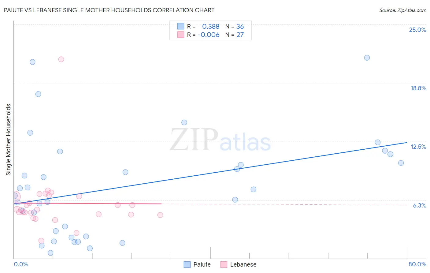 Paiute vs Lebanese Single Mother Households