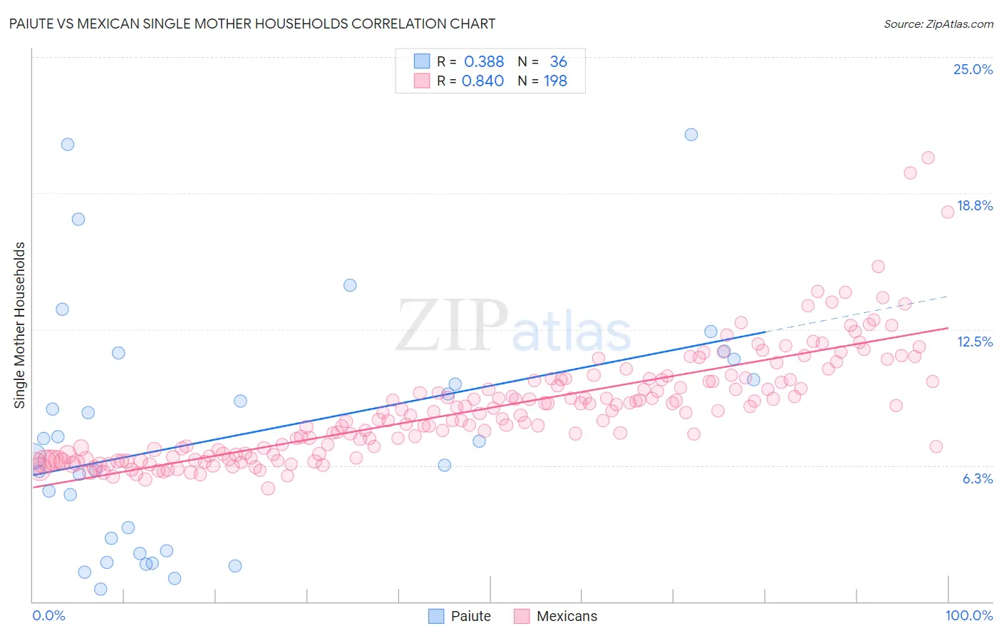 Paiute vs Mexican Single Mother Households