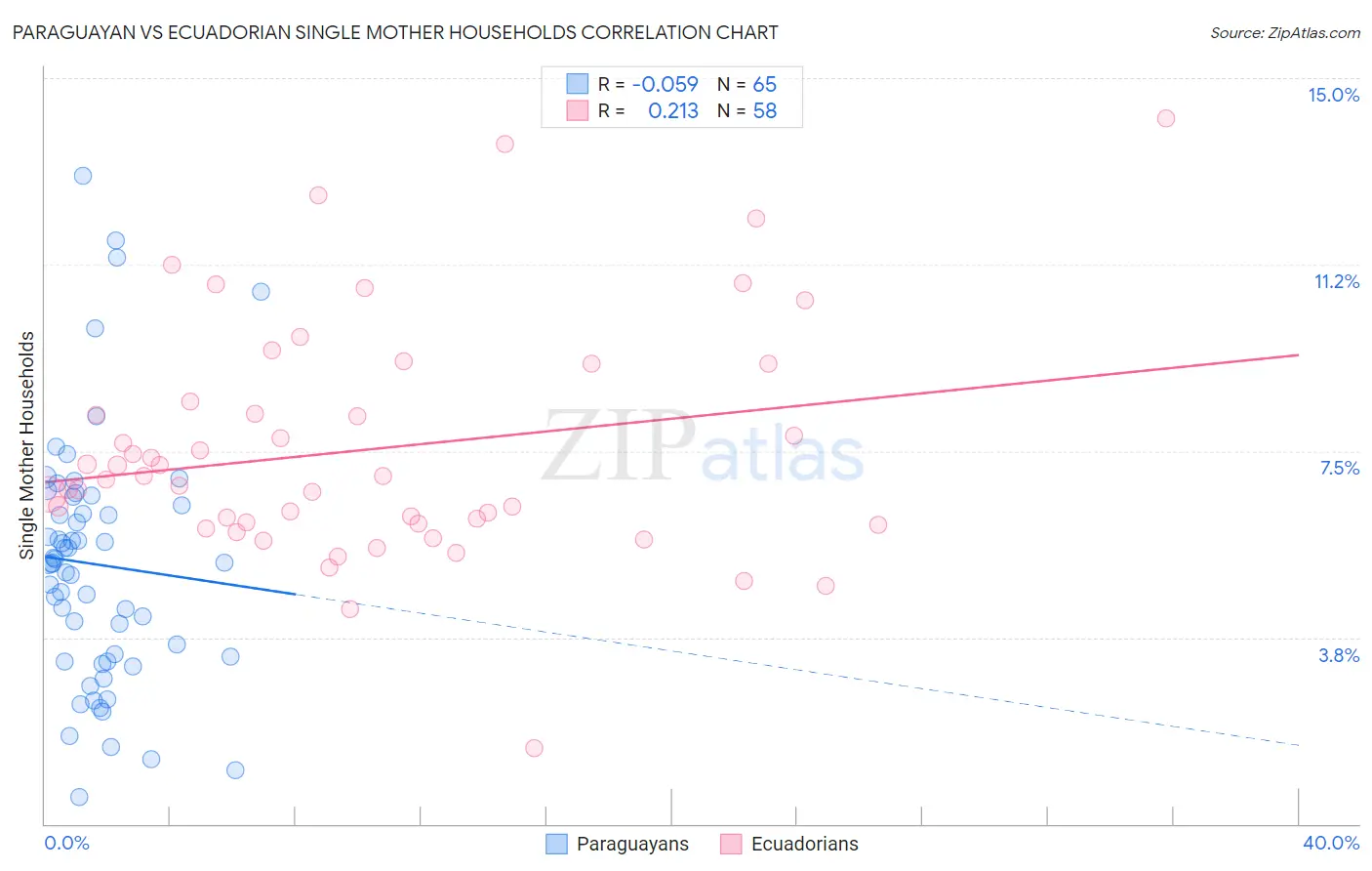 Paraguayan vs Ecuadorian Single Mother Households