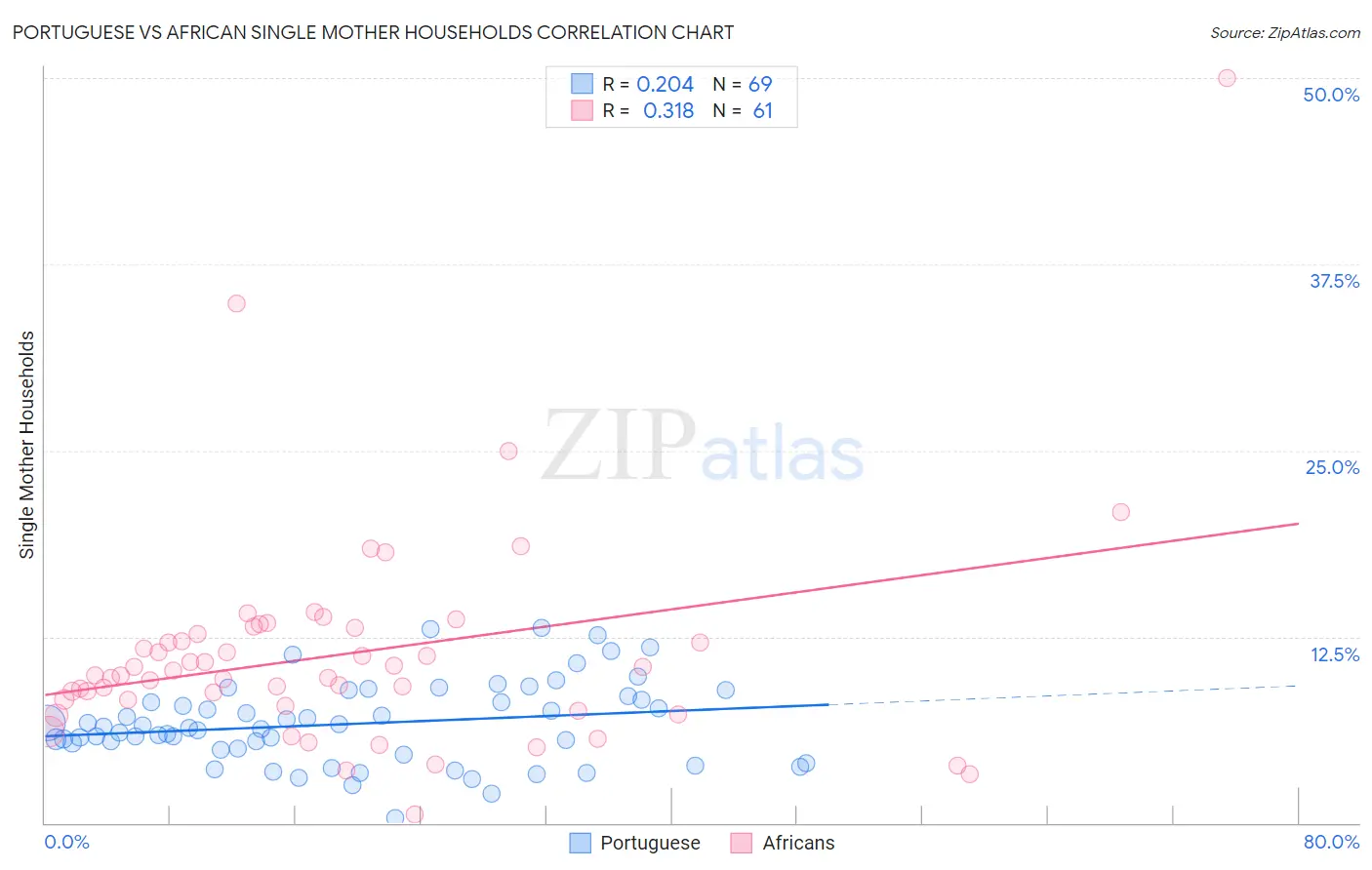 Portuguese vs African Single Mother Households