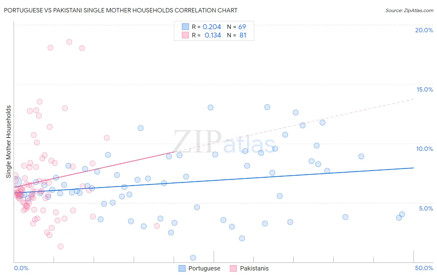 Portuguese vs Pakistani Single Mother Households