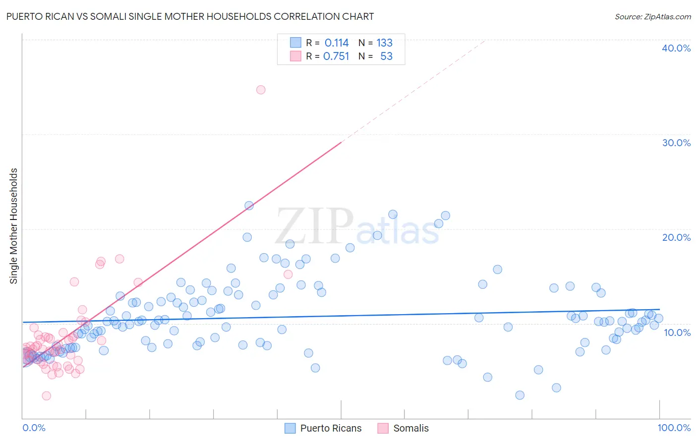 Puerto Rican vs Somali Single Mother Households