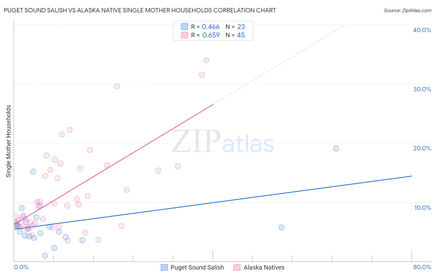 Puget Sound Salish vs Alaska Native Single Mother Households