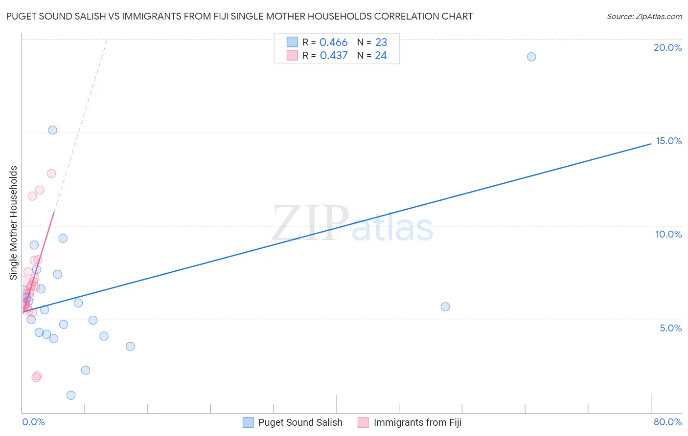 Puget Sound Salish vs Immigrants from Fiji Single Mother Households