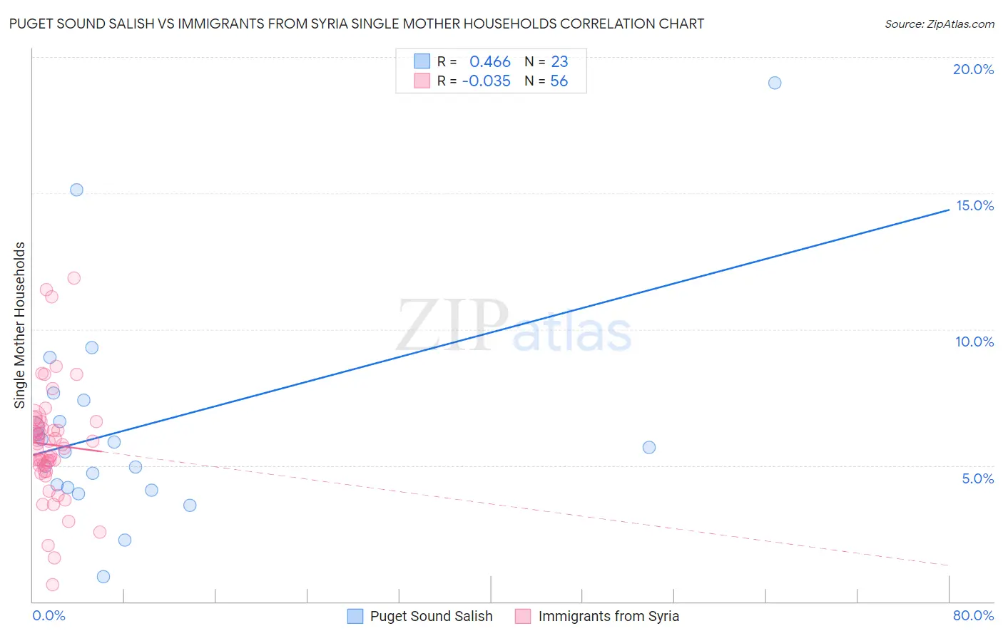 Puget Sound Salish vs Immigrants from Syria Single Mother Households